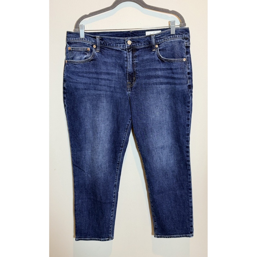 Gap Girlfriend Jeans Womens 14R Blue Mid Rise Relaxed Straight Stretch Denim